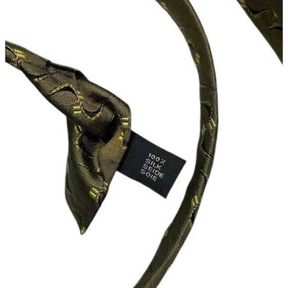 RENÉ LEZARD Men's 100% Silk Necktie LUXURY Tie Green Geometric W:3.5" EUC - Picture 3 of 5